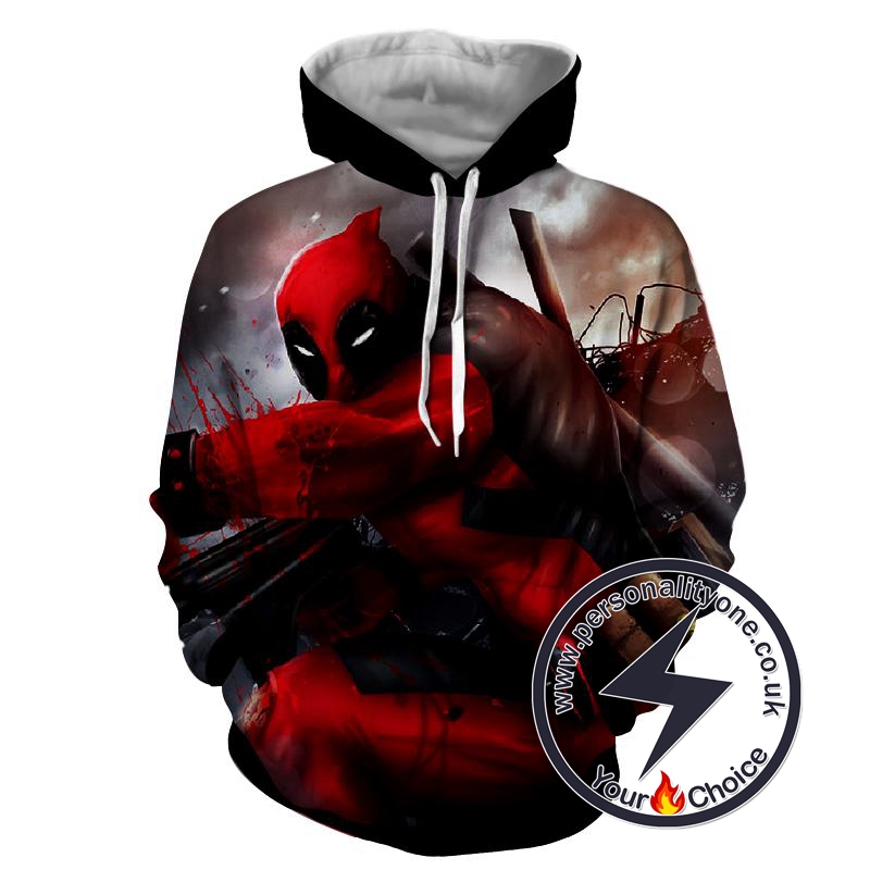 Deadpool Fighting - Deadpool 3D - Hoodies